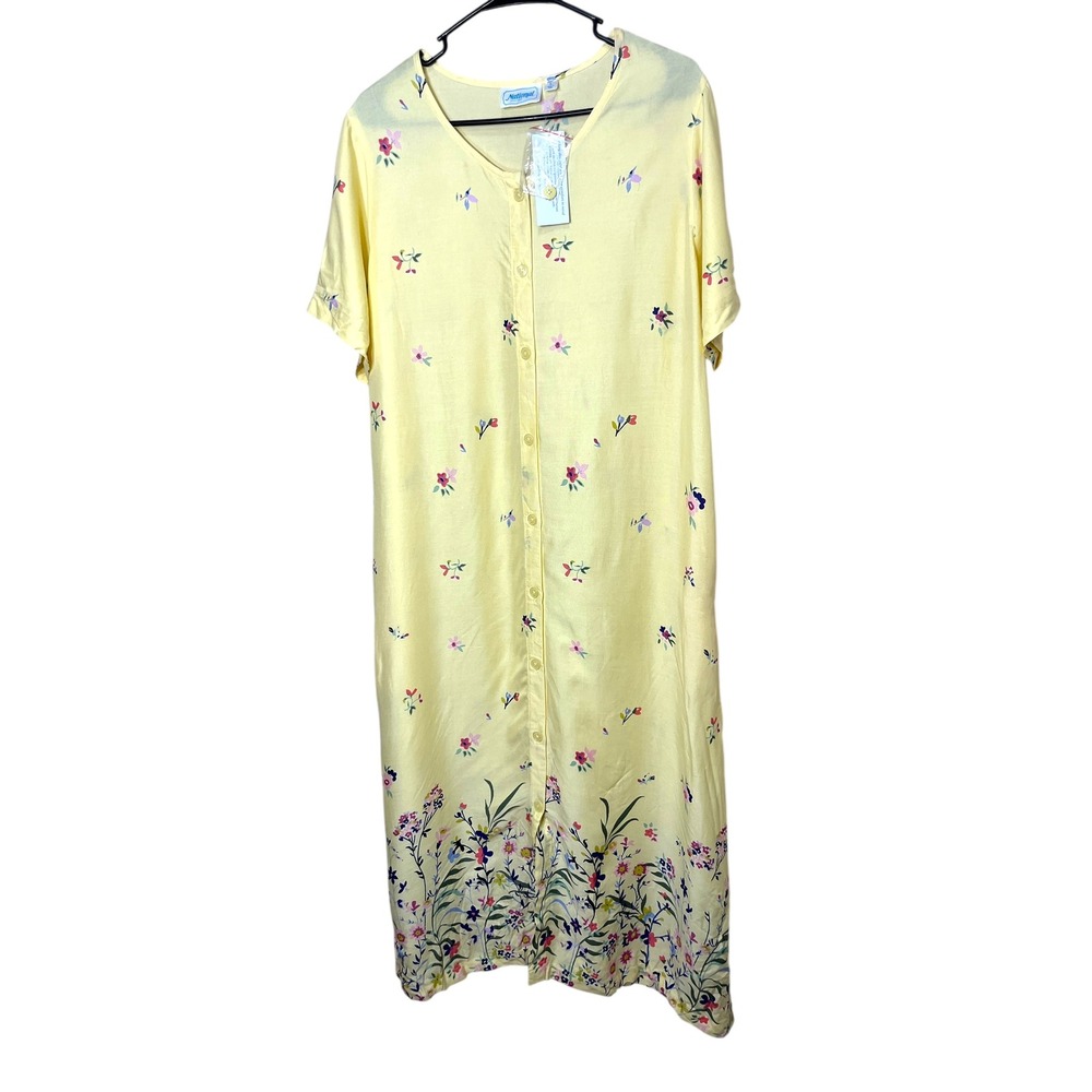 NWT National Floral Button Down Maxi Dress Womens Size L‎